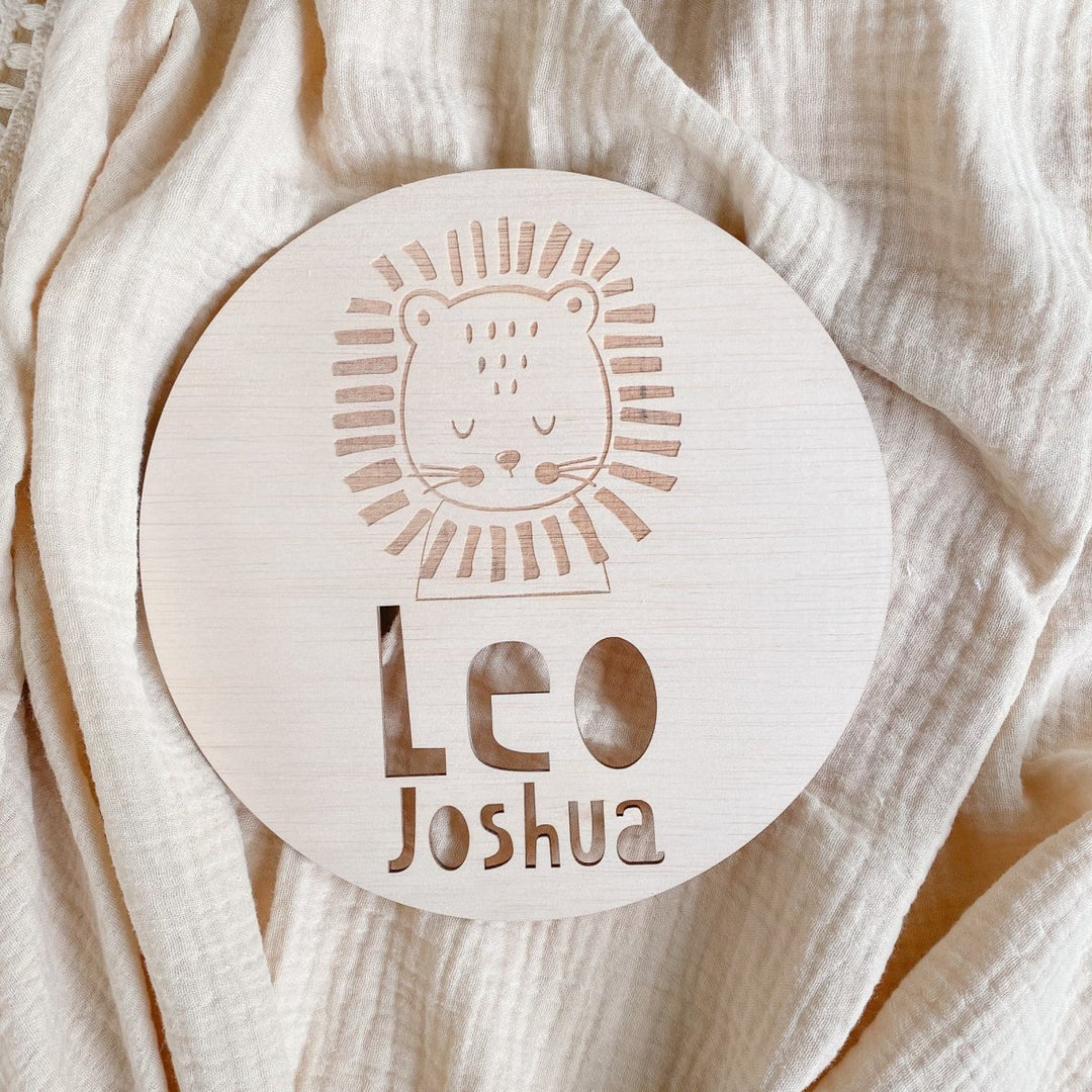 Personalised Name Plaque with Lion Image in a Scandi style design