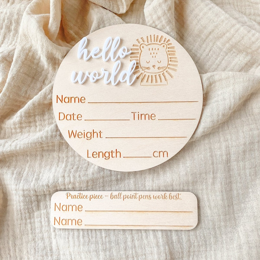 Lion Themed New Baby Announcement Disc