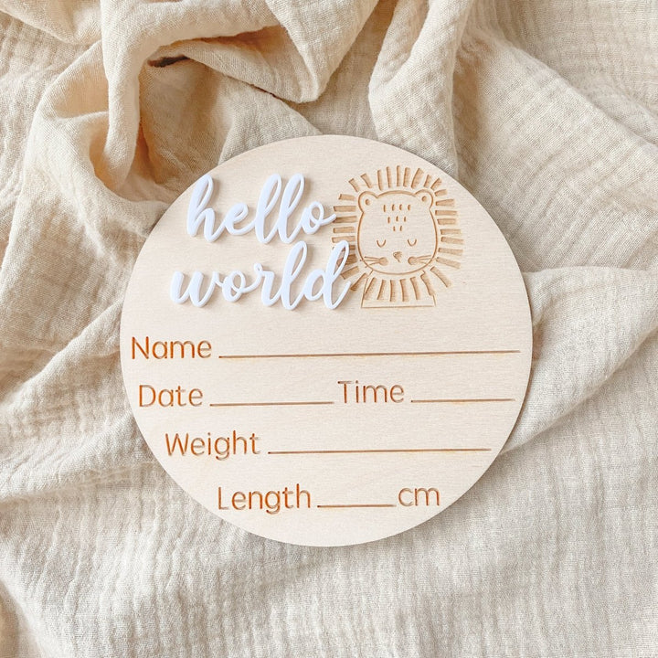 Lion Themed New Baby Announcement Disc