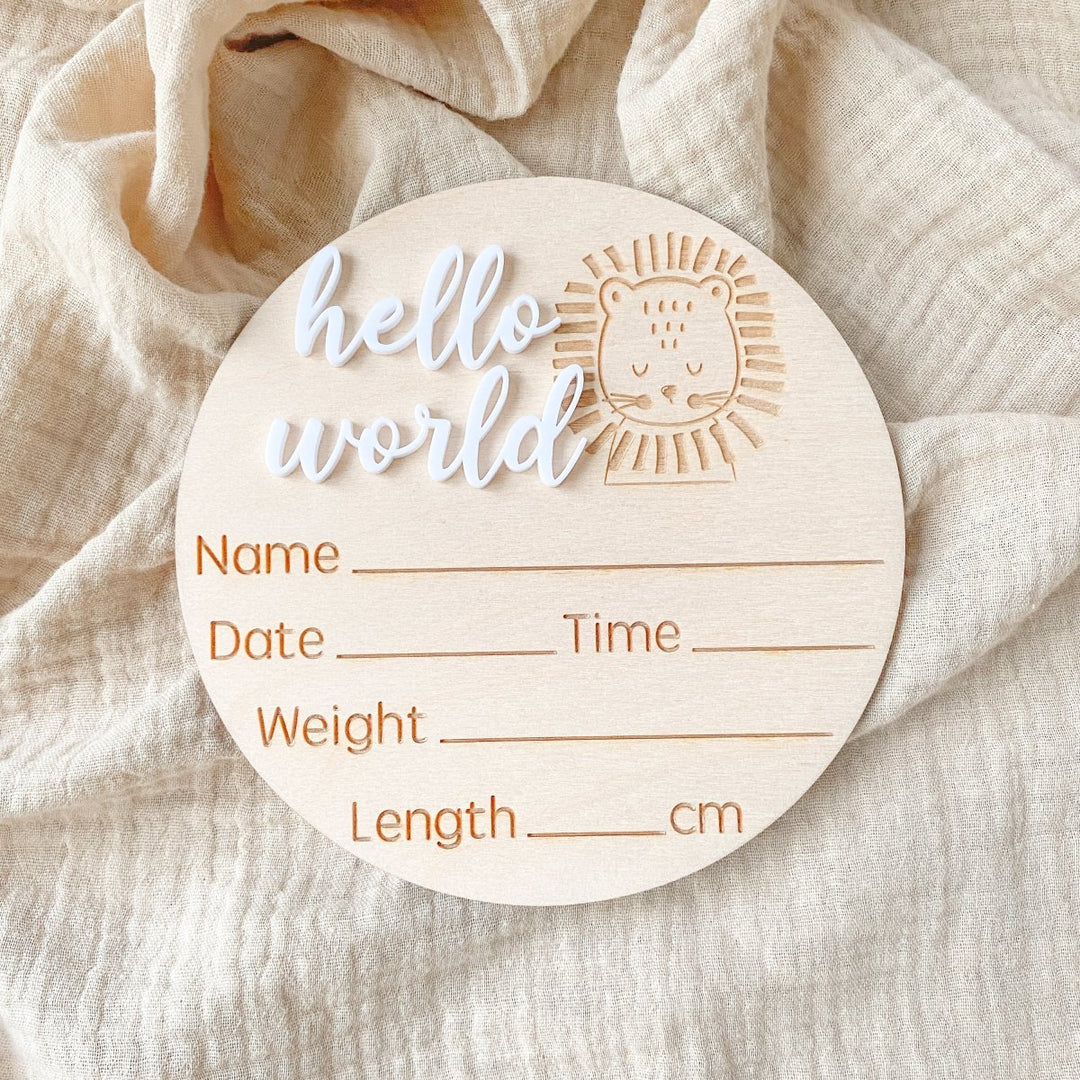 Lion Themed New Baby Announcement Disc