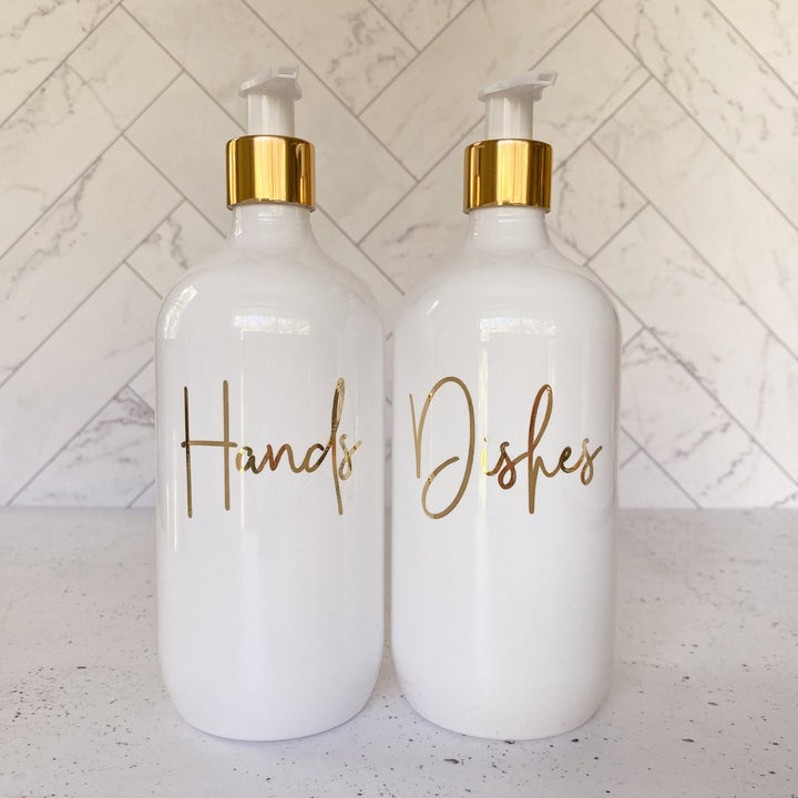 Metallic Kitchen Soap Dispenser Bottles in Silver or Gold