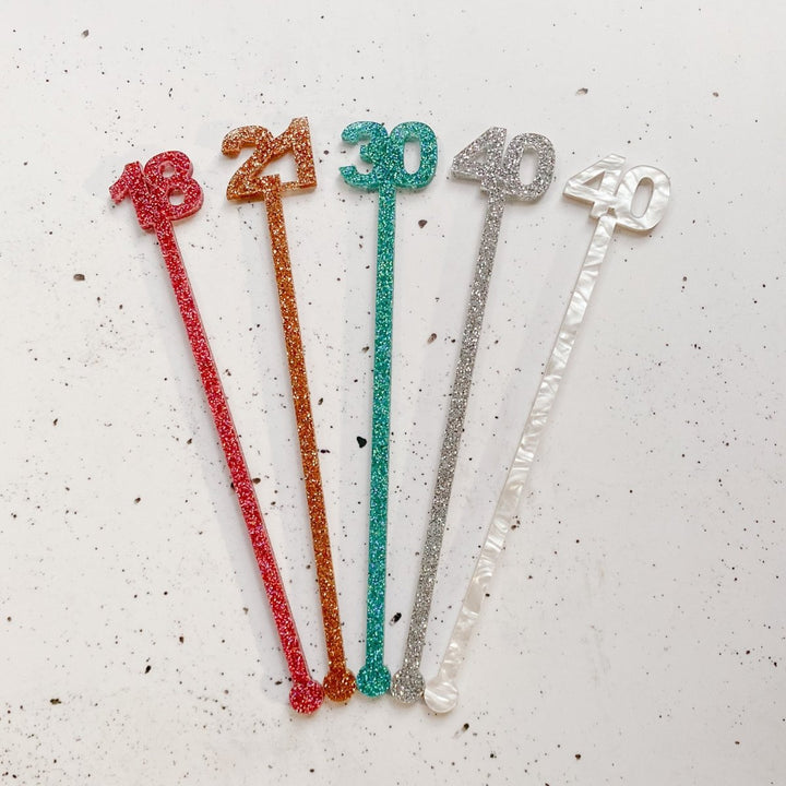 Custom Milestone Birthday Party Decor - Personalised cocktail sticks