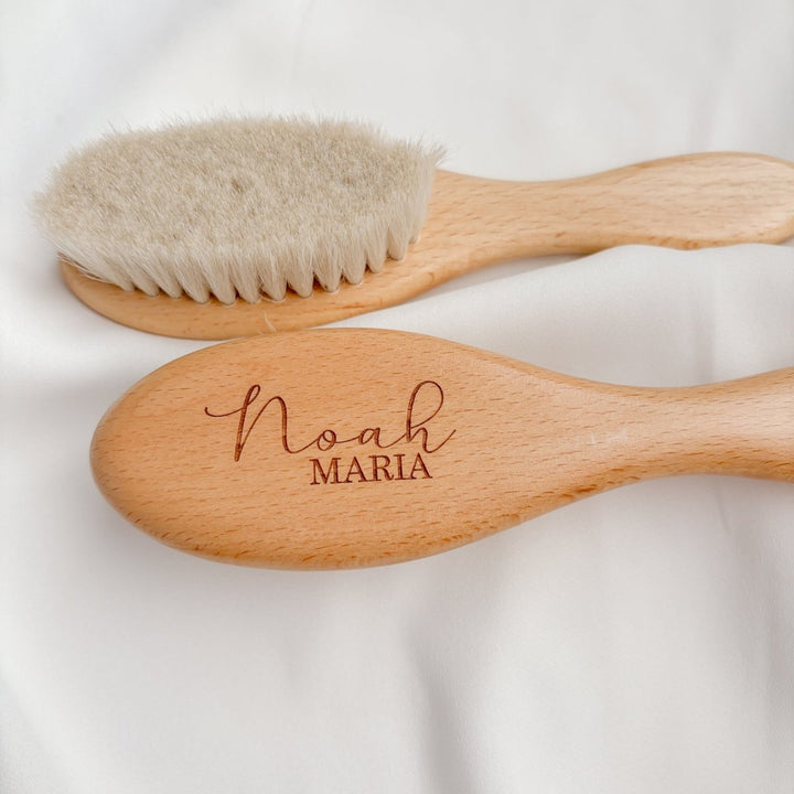Personalised Baby Hair Brush with Natural Wool Bristles