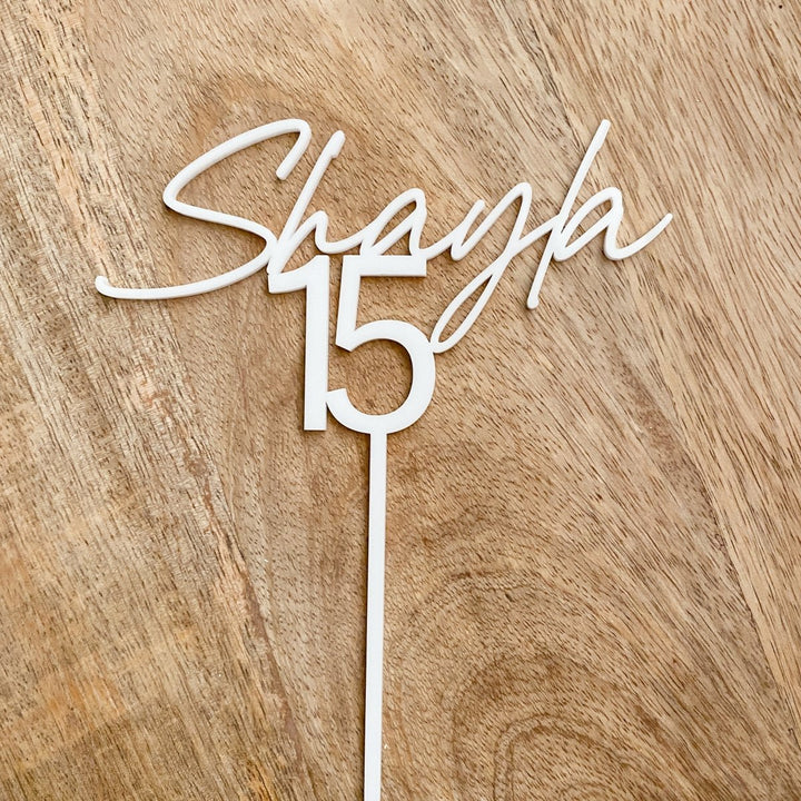 Personalised Birthday Cake Topper - Age and Name Design