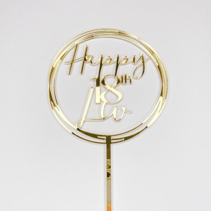 Custom aged Cake Topper in Circle, with age and name