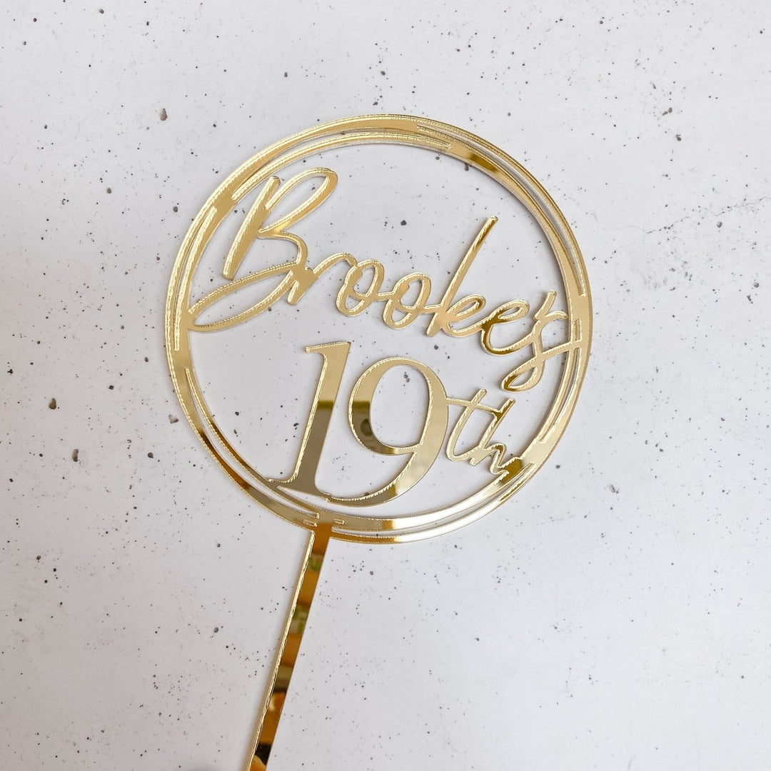 Personalised Birthday Cake Topper - Circle