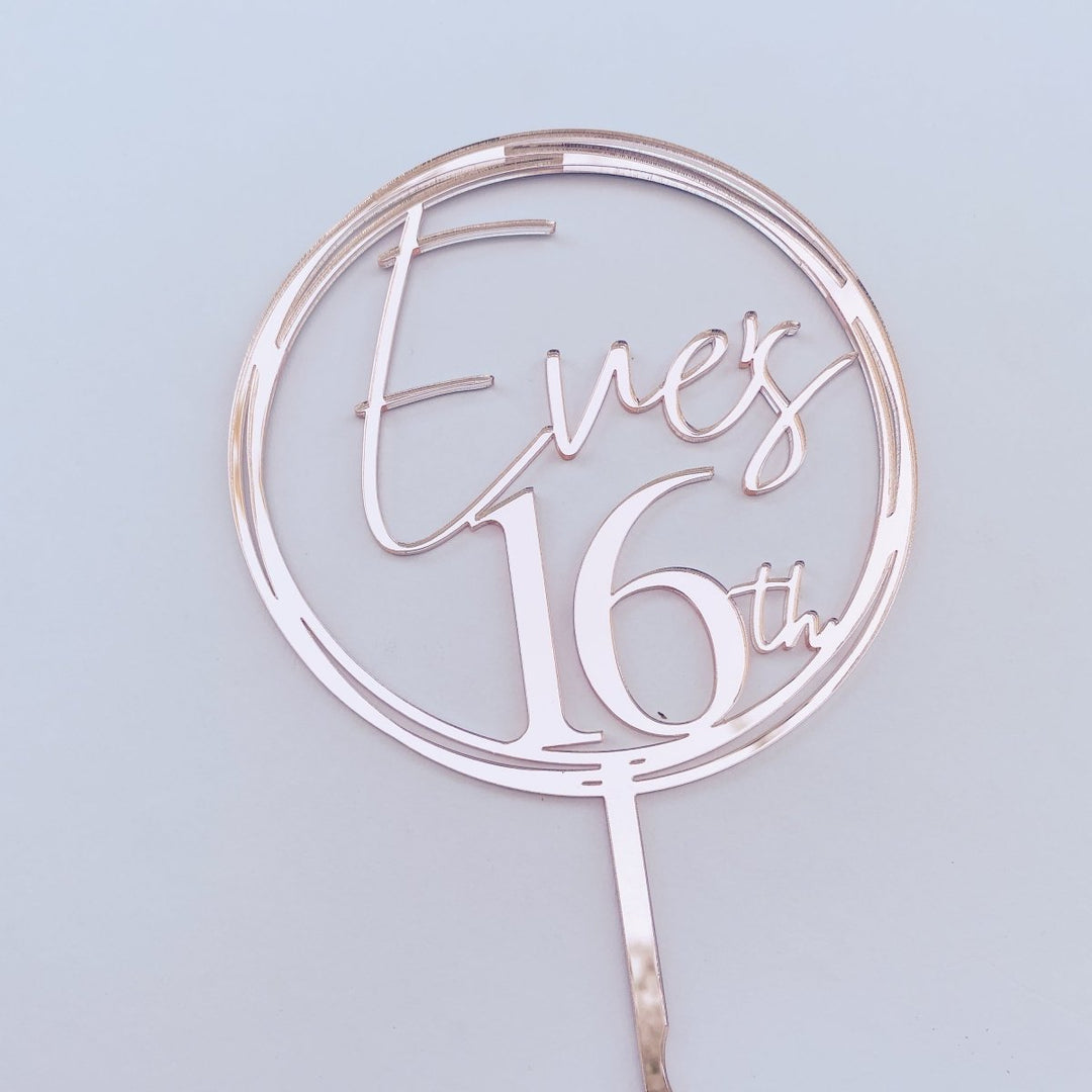 Personalised Birthday Cake Topper - Circle