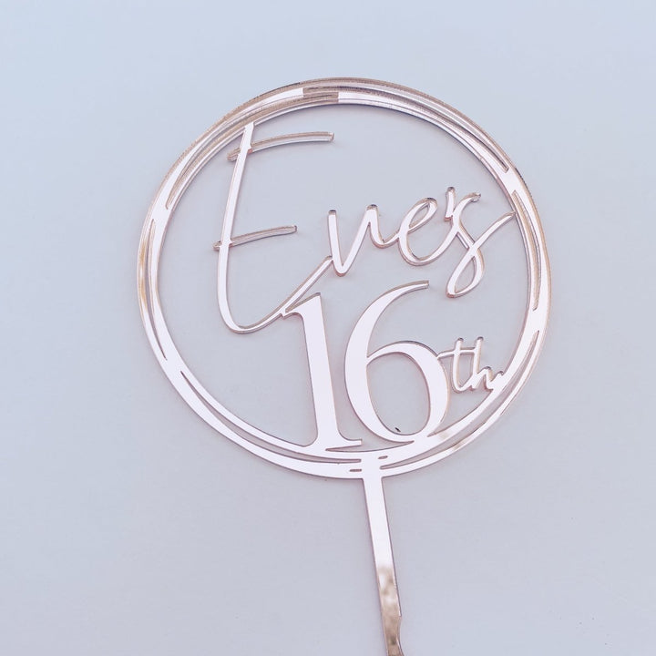 Personalised Birthday Cake Topper - Circle