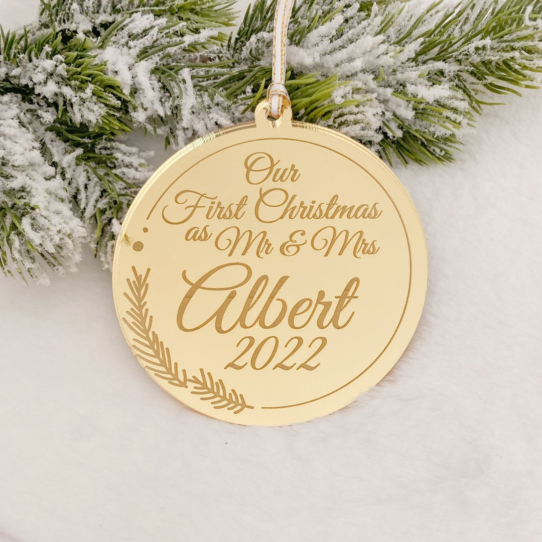 Personalised Christmas Bauble for Newlyweds