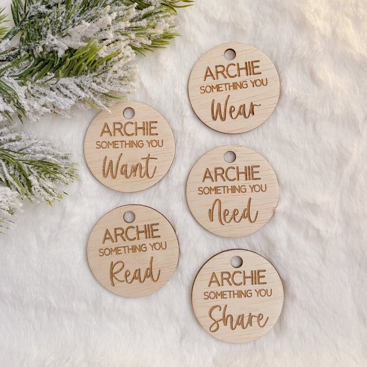Personalised Christmas Gift Tags - Something you Need, Want, Wear & Read