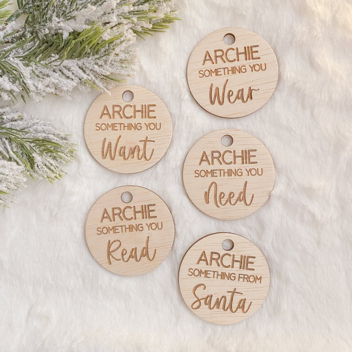 Personalised Christmas Gift Tags - Something you Need, Want, Wear & Read