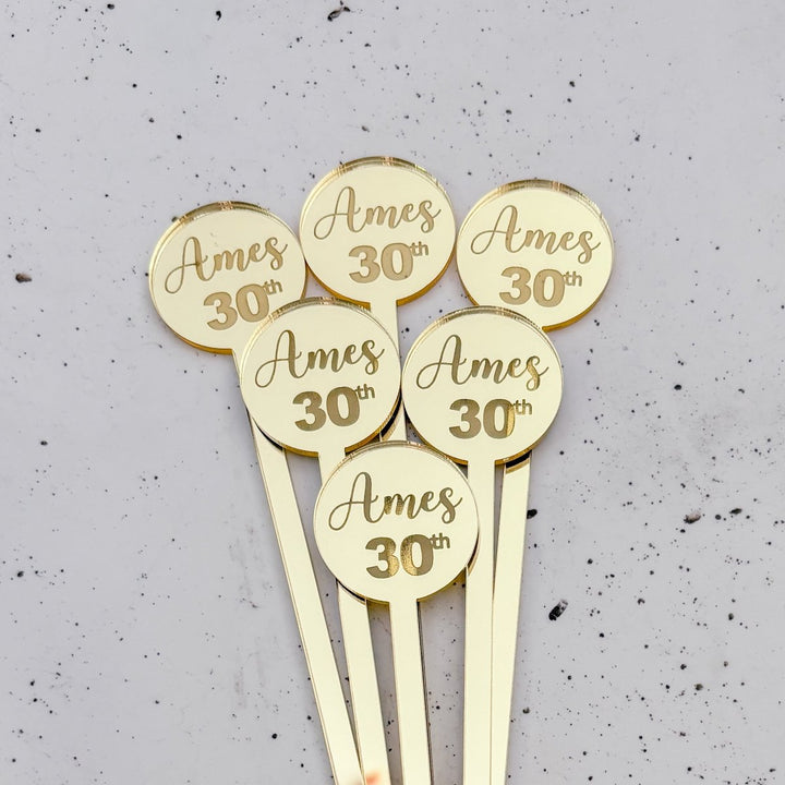 Personalised Cocktail Sticks for Birthday Party