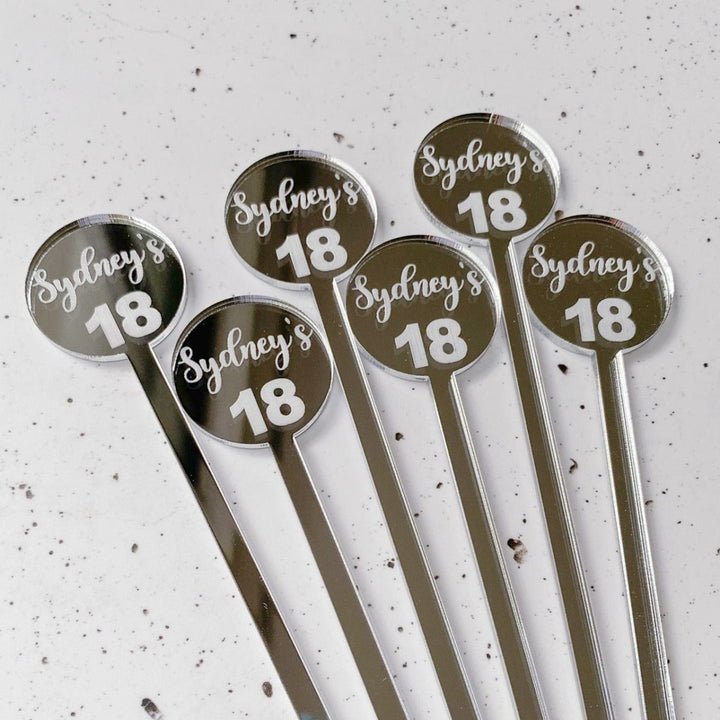 Custom designed cocktail sticks for your birthday party decor