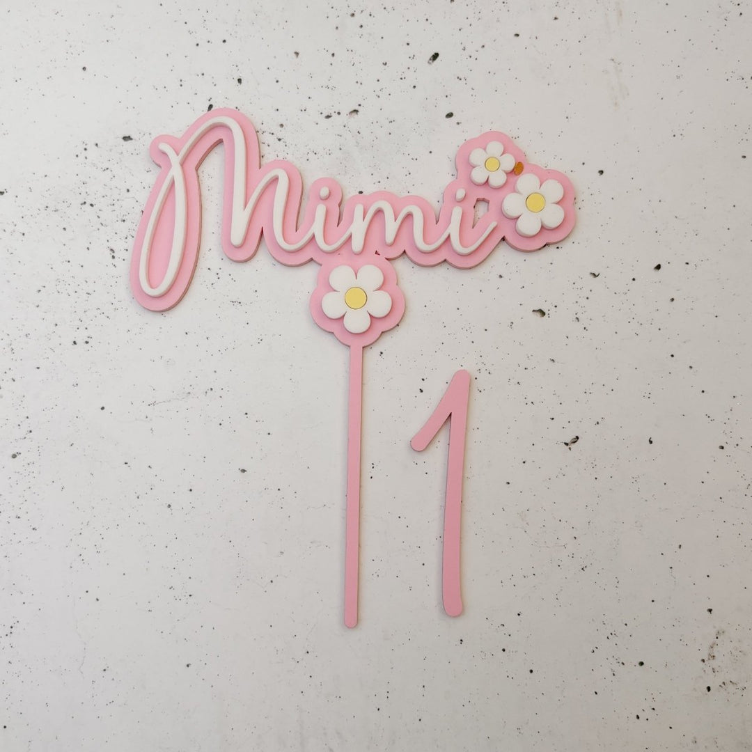 Personalised Daisy Name Cake Topper and Age Number Charm