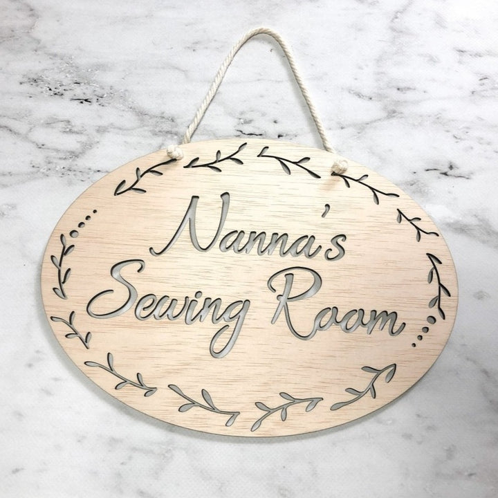 Personalised Name Oval Wall Plaque - HandyLittleLabels - Baby Girl - Baby Shower Gift - Cubby House