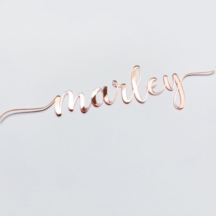 Custom name plaque for bedroom wall in Rose gold mirror acrylic