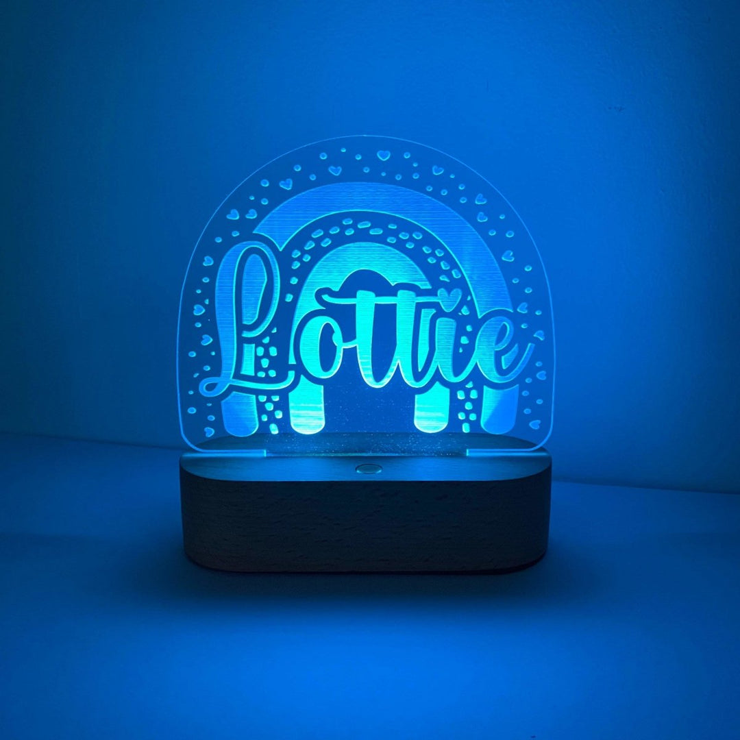 Personalised Rainbow LED Night Light for soft ambient light in child's bedroom