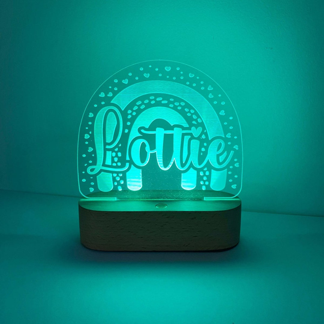 Custom nightlight with childs name and bamboo base