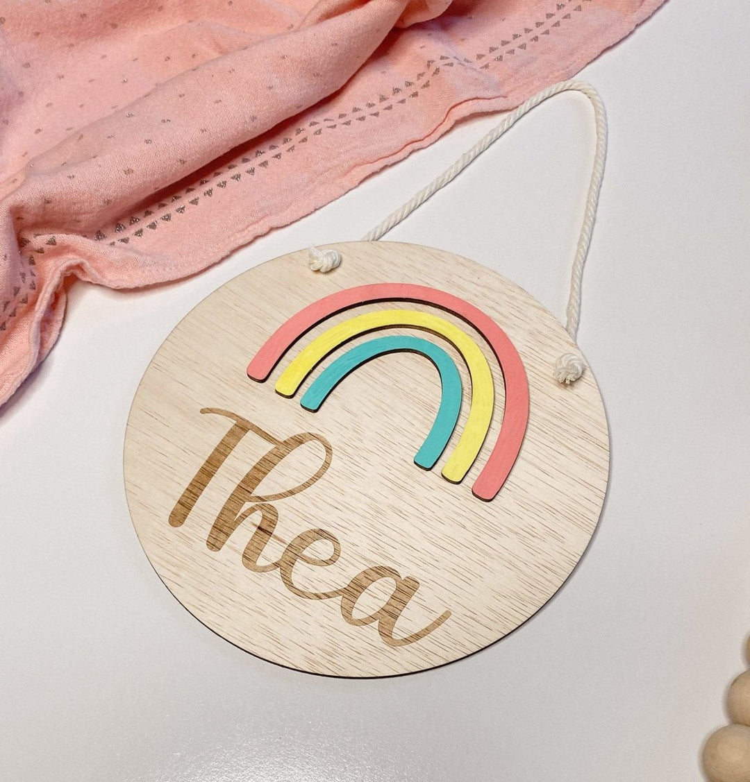 Personalised Rainbow Name Plaque - HandyLittleLabels - Baby Shower - Bedroom Decoration - Birth Announcement