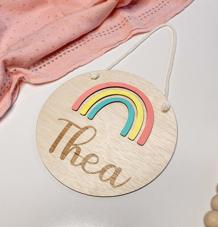 Personalised Rainbow Name Plaque - HandyLittleLabels - Baby Shower - Bedroom Decoration - Birth Announcement