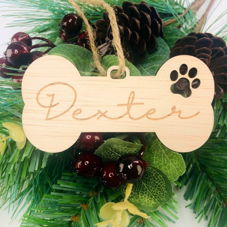 Pet Christmas Bauble - Dog Bone Design - HandyLittleLabels - 2020 decoration - Animal Keepsake - Dog Ornament