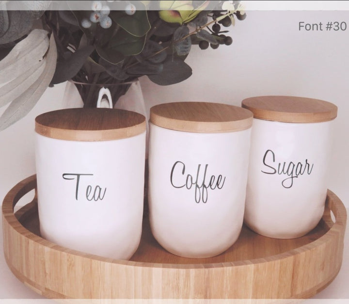 Tea Coffee & Sugar Label Set - HandyLittleLabels - canister decal - canister label - Canister vinyl label