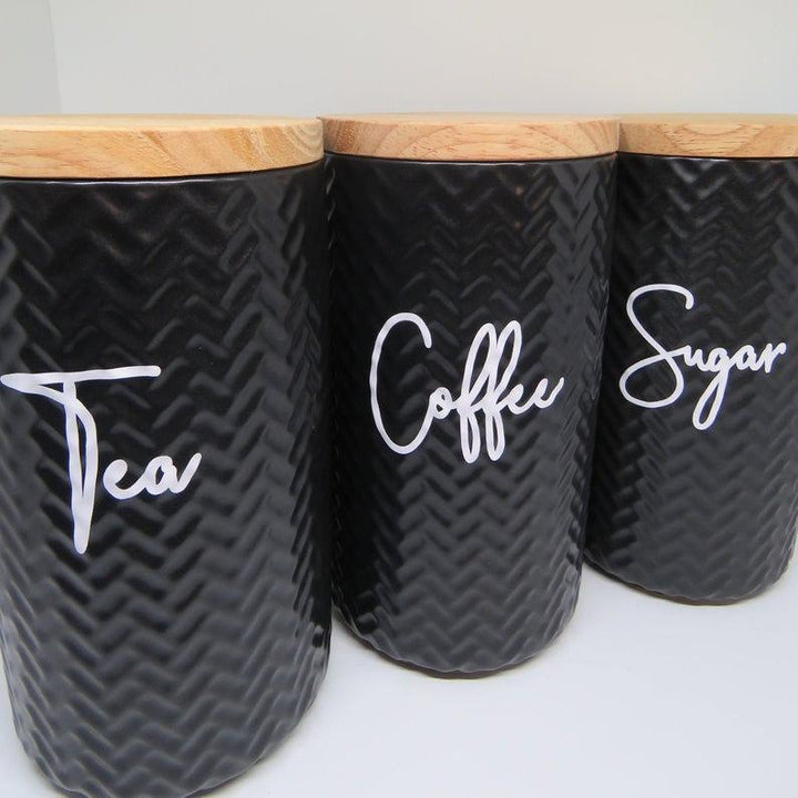 Tea Coffee & Sugar Label Set - HandyLittleLabels - canister decal - canister label - Canister vinyl label