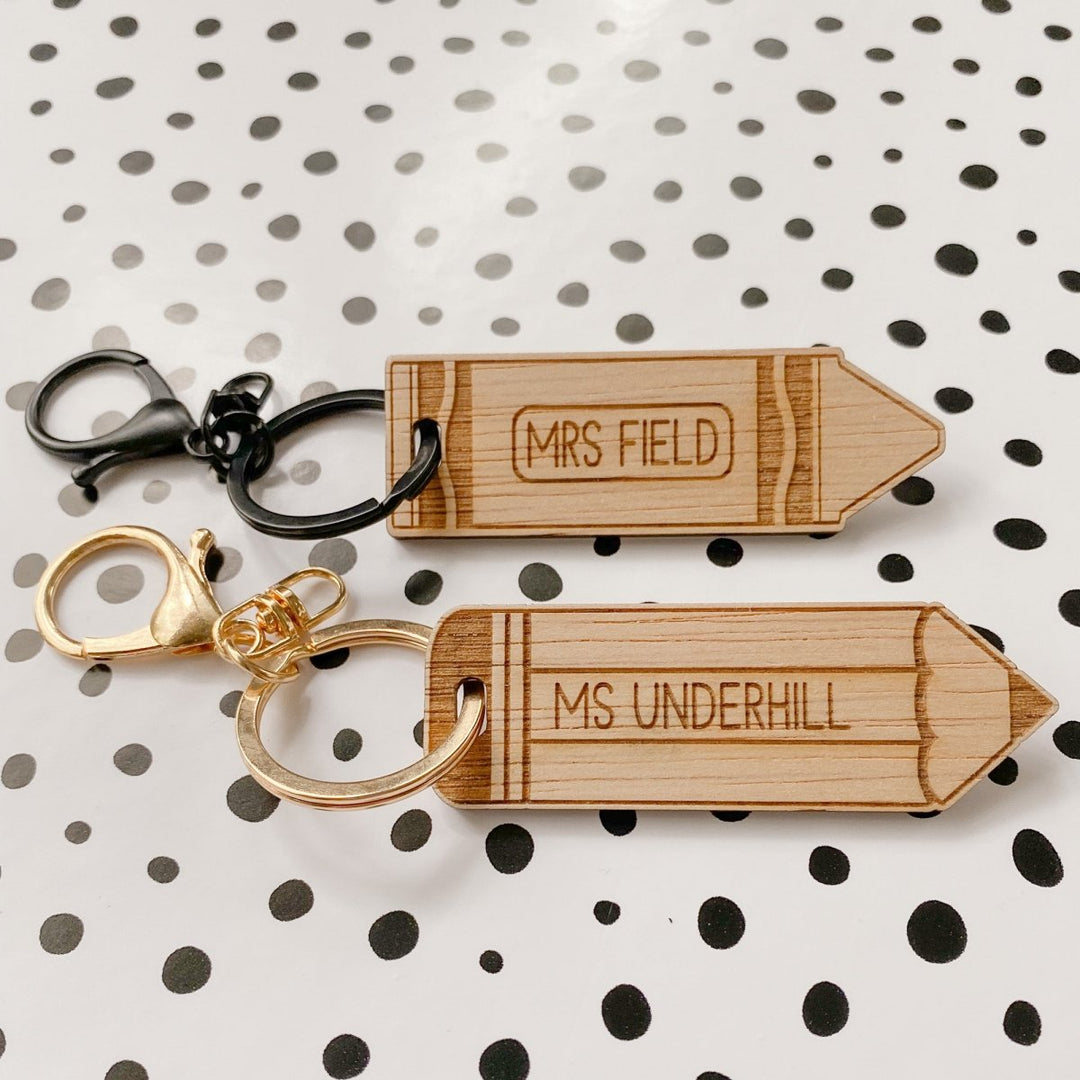 Teacher Keyring - Pencil or Crayon Design