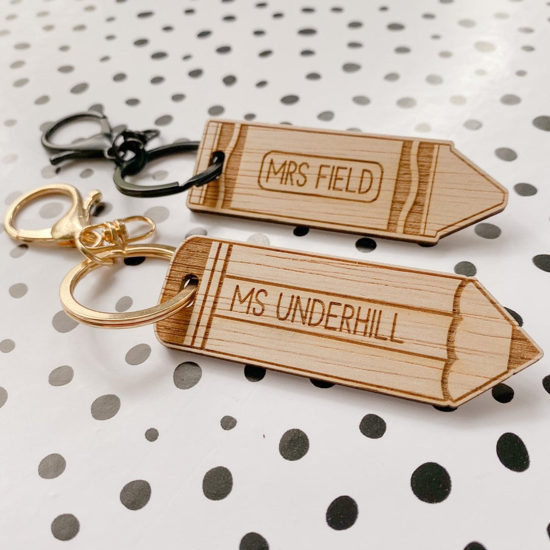 Teacher Keyring - Pencil or Crayon Design