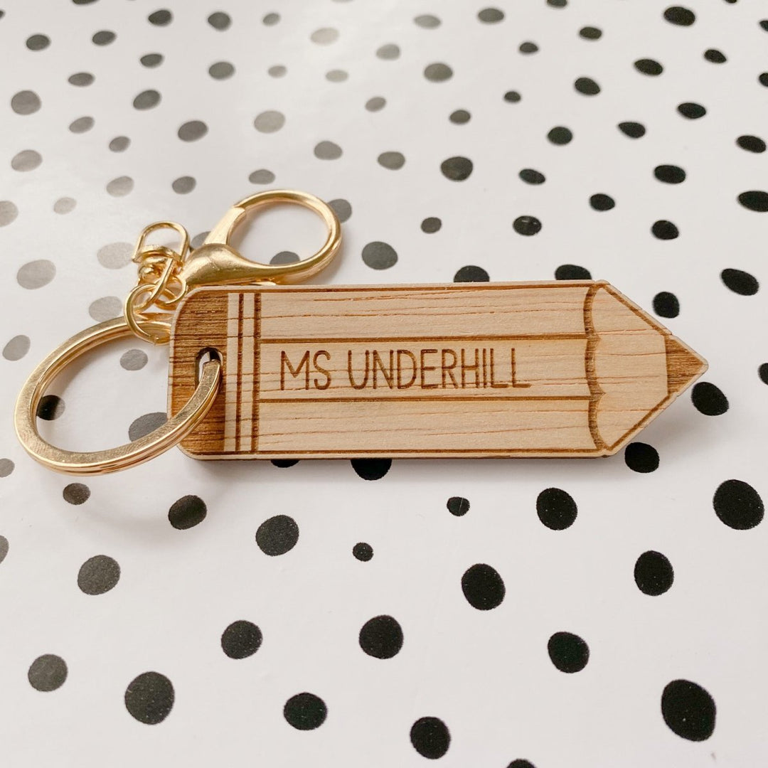 Teacher Keyring - Pencil or Crayon Design