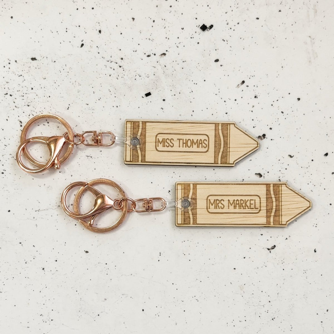 Teacher Keyring - Pencil or Crayon Design