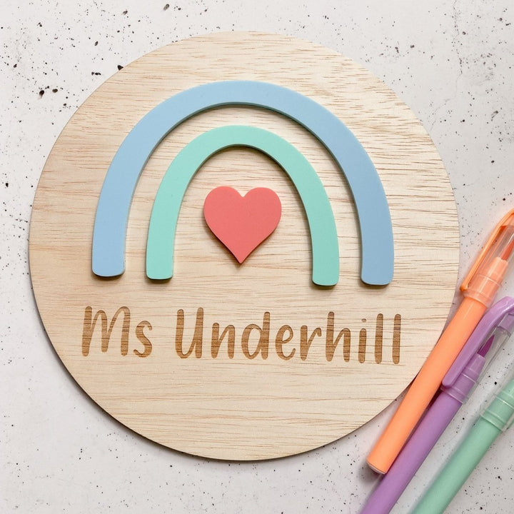 Teachers Rainbow Name Plaque for Classroom