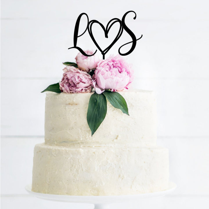 Wedding Cake Topper with Initials & Heart