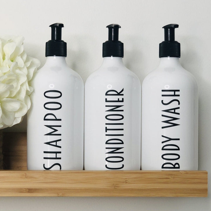 White Bathroom Pump Bottles for shower or bathroom