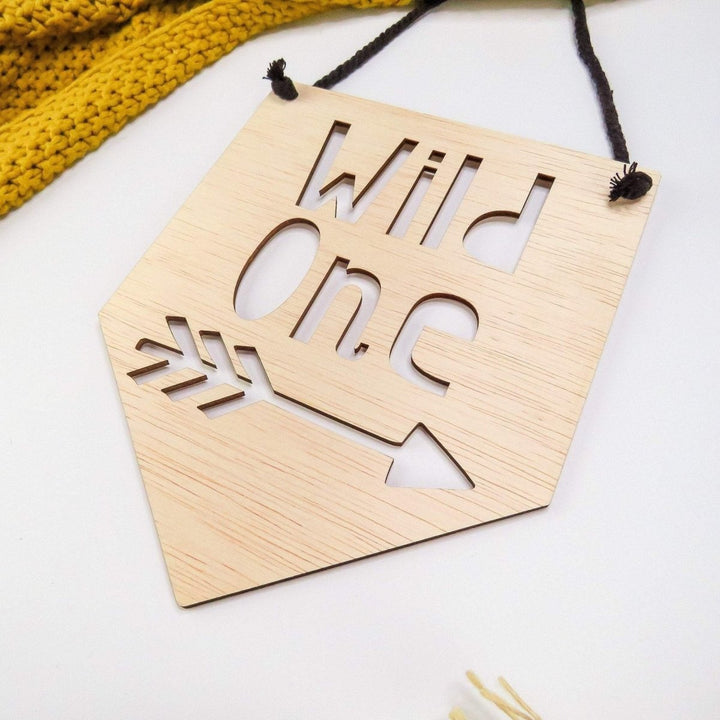 Wild One Wooden Kids Plaque/Nursery Decor/Scandinavian - HandyLittleLabels - Baby Shower - Boy Girl Cubby - Children's Room