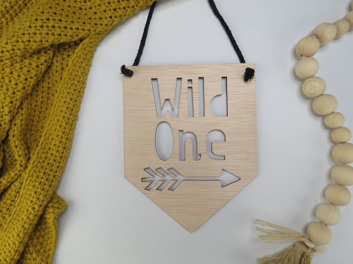 Wild One Wooden Kids Plaque/Nursery Decor/Scandinavian - HandyLittleLabels - Baby Shower - Boy Girl Cubby - Children's Room