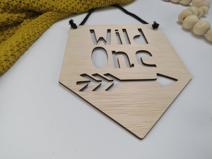 Wild One Wooden Kids Plaque/Nursery Decor/Scandinavian - HandyLittleLabels - Baby Shower - Boy Girl Cubby - Children's Room